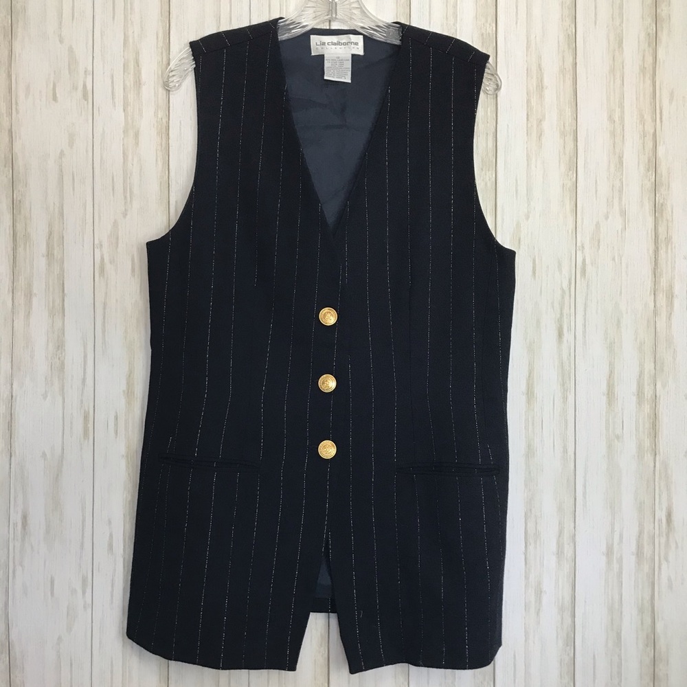 Black Liz Claiborne Long Vest